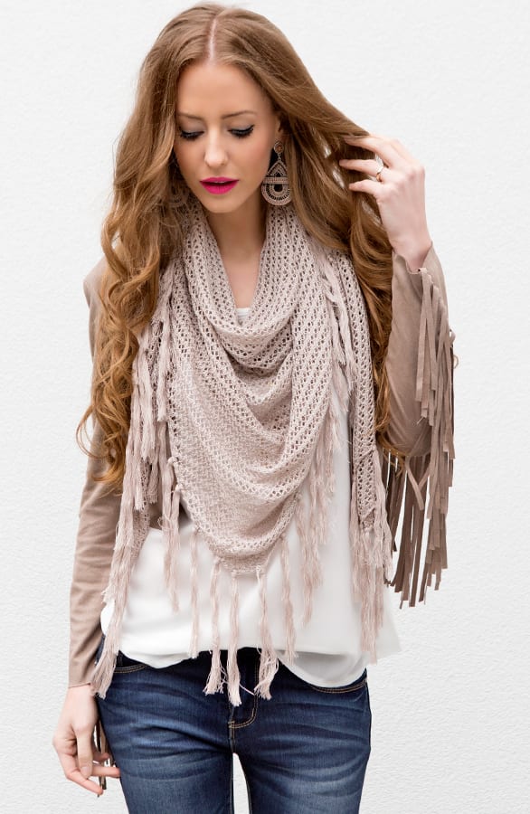 Summer Fringe Sjaal Soft Taupe – shoparchief, foto 2