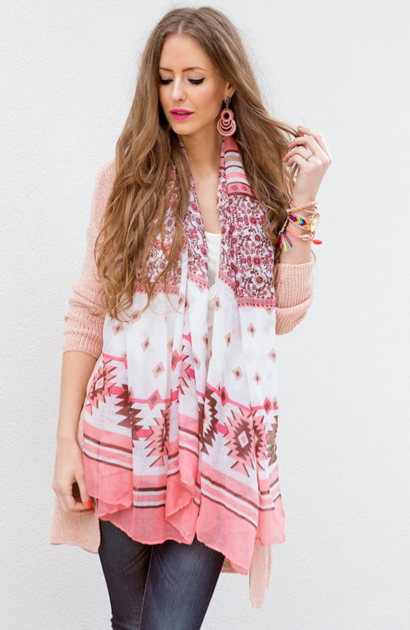 Blossom Aztec Sjaal Pink – shoparchief, foto 4