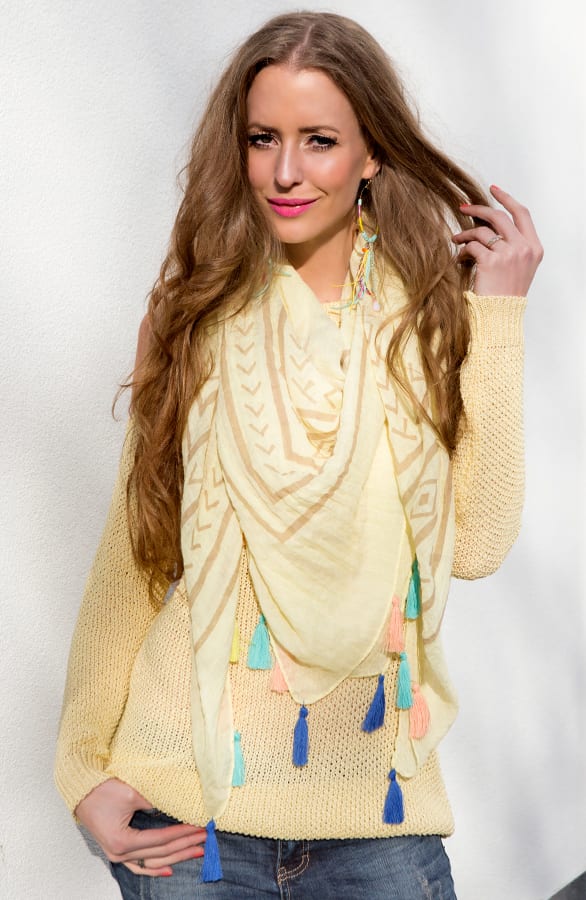 Colorful Tassel Sjaal Soft Yellow – shoparchief, foto 4