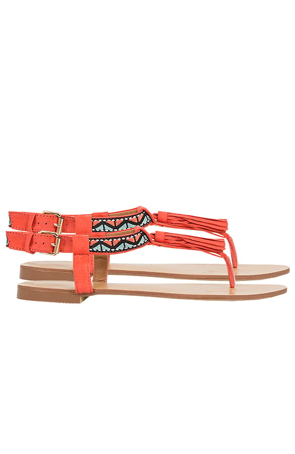 Aztec Fringe Sandals Coral – shoparchief, foto 1