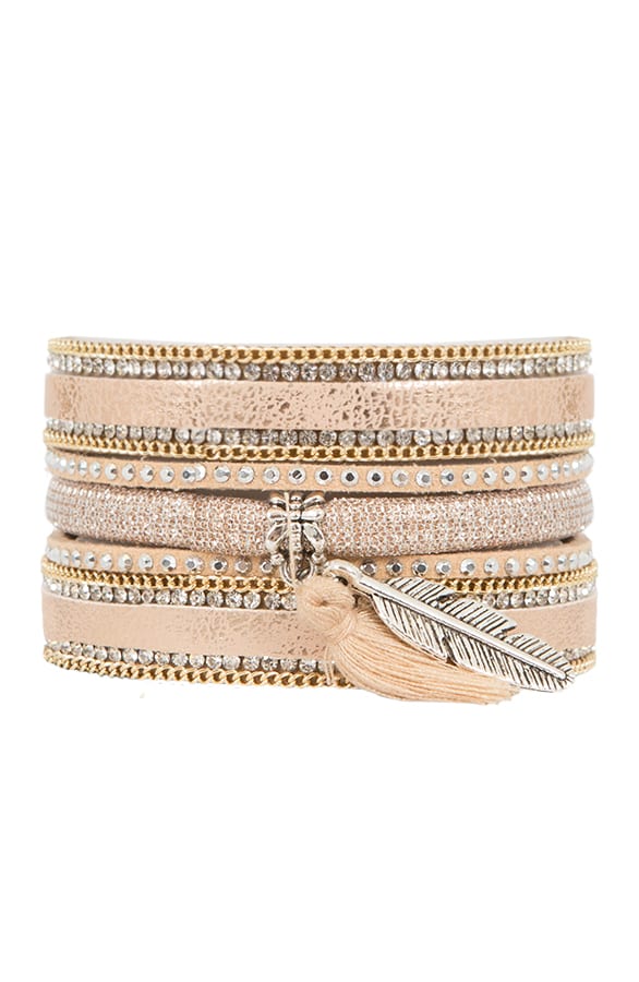 Wrap Bracelet Strass Beige – shoparchief, foto 1