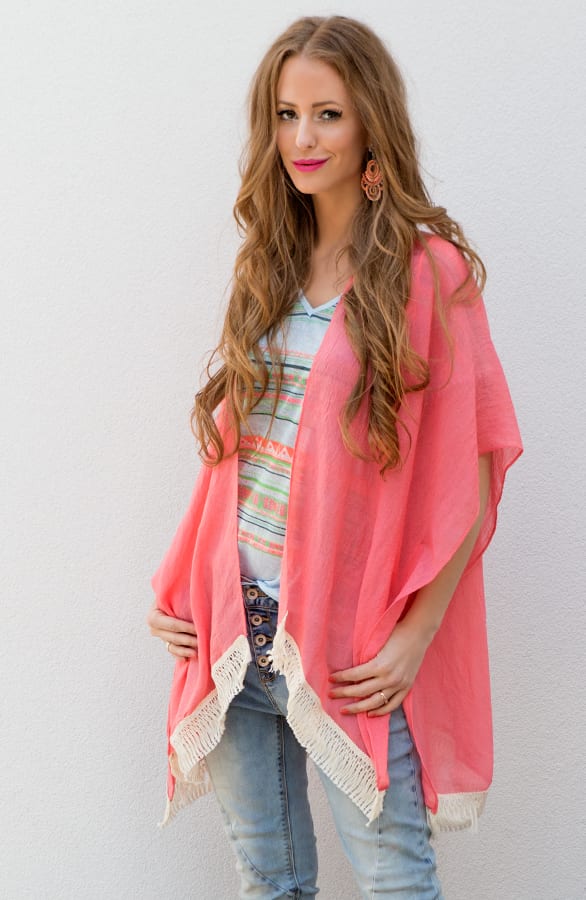 See Through Poncho Coral – shoparchief, foto 4