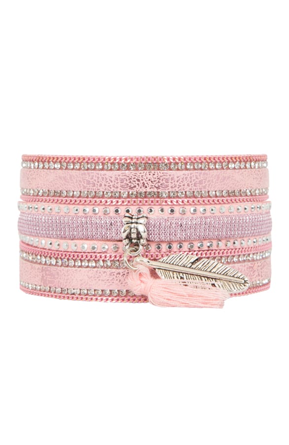 Wrap Bracelet Strass Pink – shoparchief, foto 1