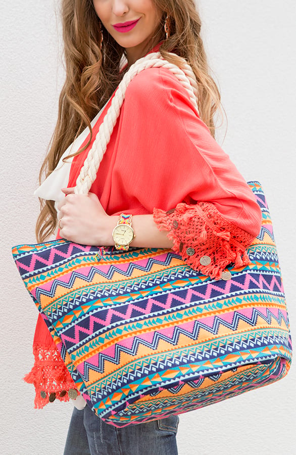 Indian Shopper Bag Kobalt – shoparchief, foto 3