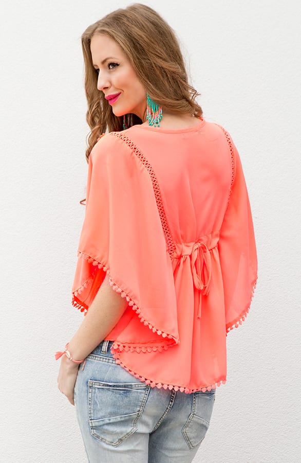 Lace Pompon Tuniek Coral – shoparchief, foto 7