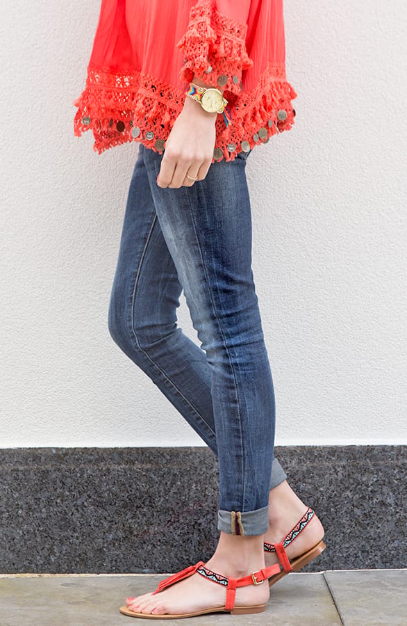 Aztec Fringe Sandals Coral – shoparchief, foto 2