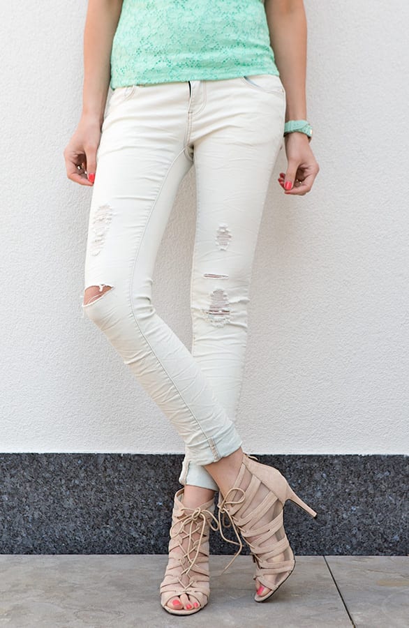 Lace Up Heels Beige 2.0 – shoparchief, foto 4
