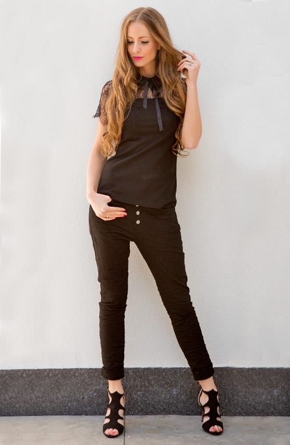Designer Lace Top Bow Black – shoparchief, foto 6