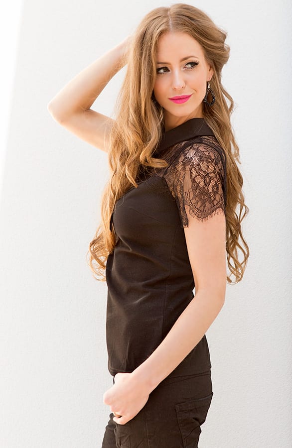 Designer Lace Top Bow Black – shoparchief, foto 4