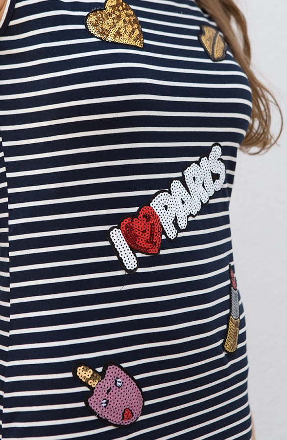 Navy Striped Patches Dress – shoparchief, foto 5