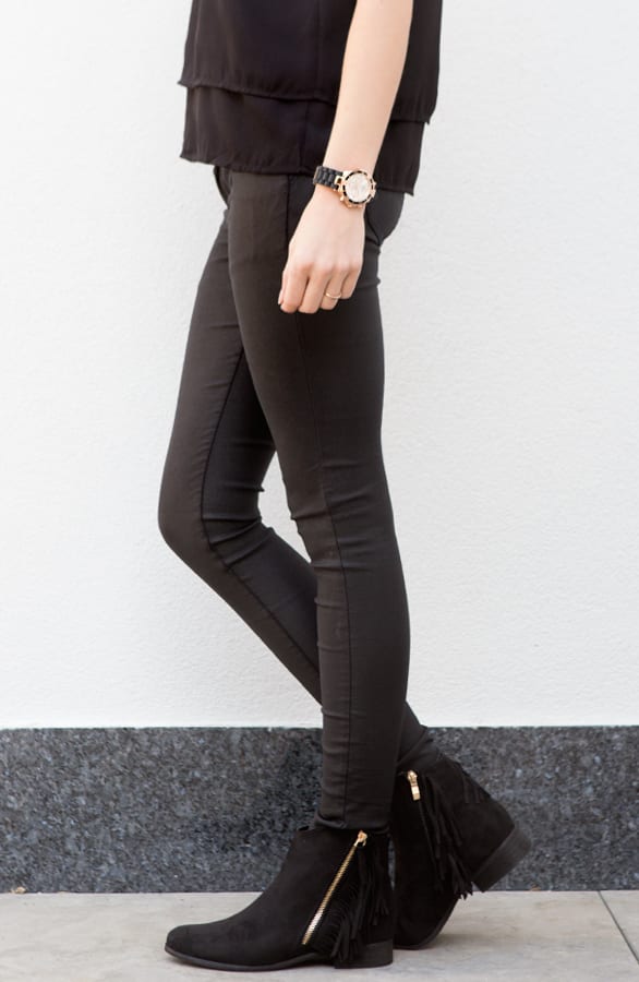 Fringe Zipper Booties Black – shoparchief, foto 2
