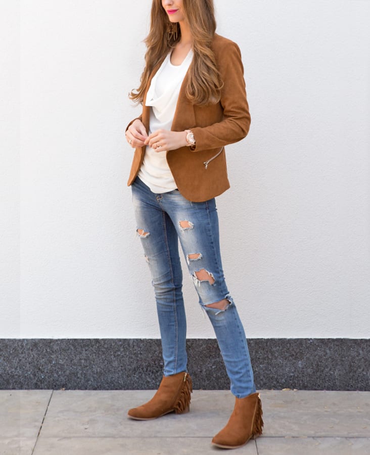 Fringe Zipper Booties Camel – shoparchief, foto 6