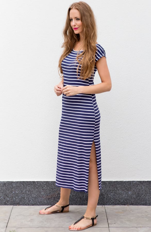 Striped Pencil Dress Navy – shoparchief, foto 2