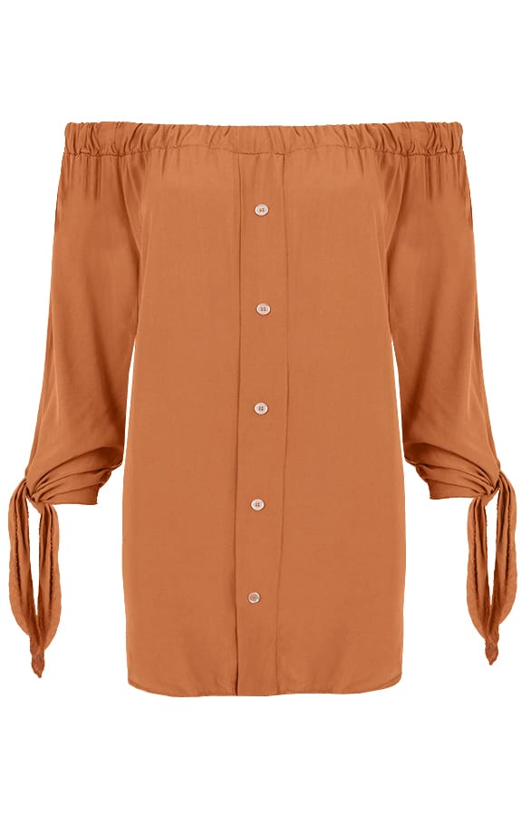 Cognac Strapless Blouse – shoparchief, foto 1