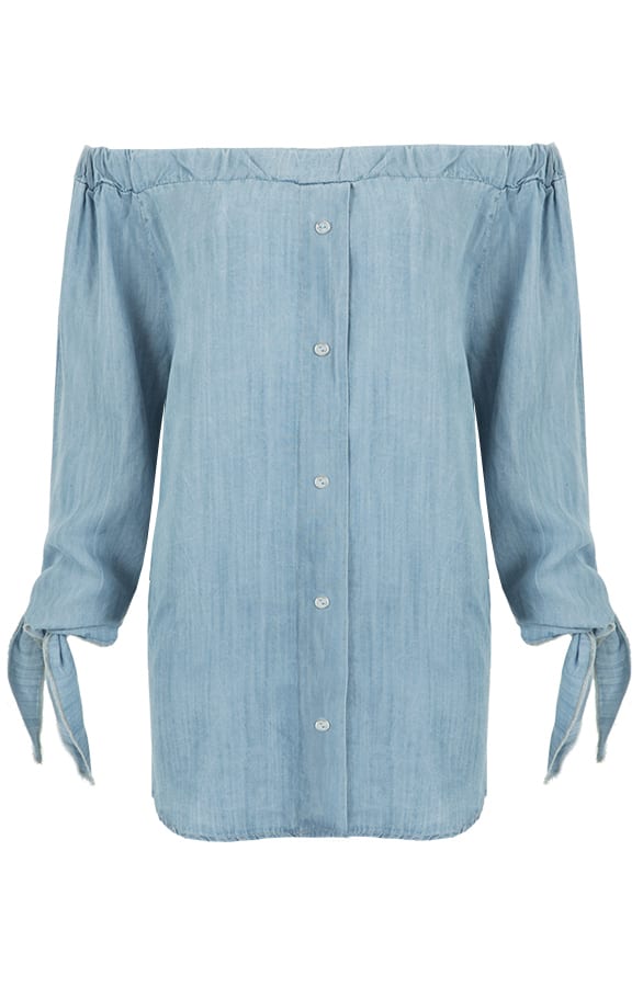 Denim Strapless Blouse – shoparchief, foto 1