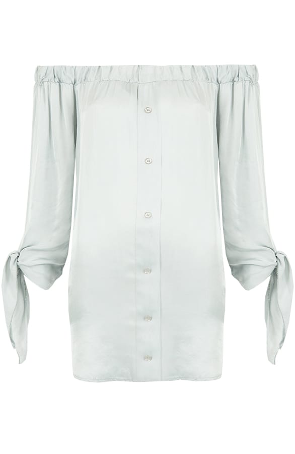 Silk Strapless Blouse Ice Grey – shoparchief, foto 1