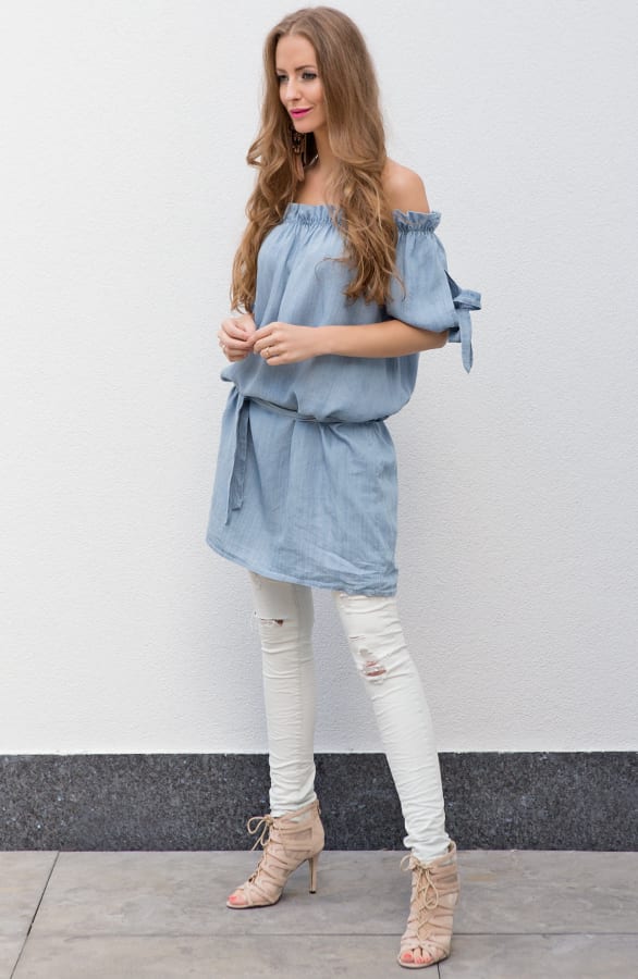 Denim Strapless Dress – shoparchief, foto 5