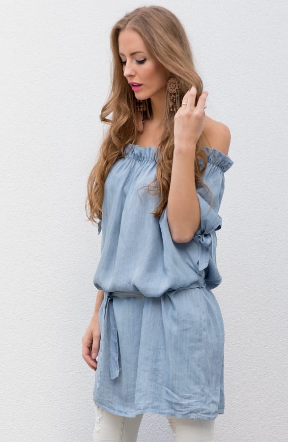 Denim Strapless Dress – shoparchief, foto 3