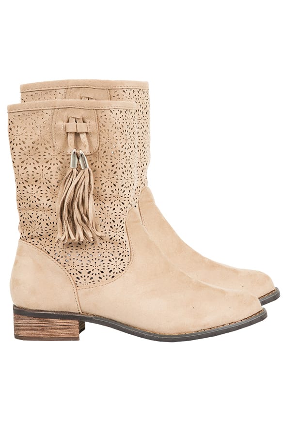 Be Mine Suede Boots Beige – shoparchief, foto 1