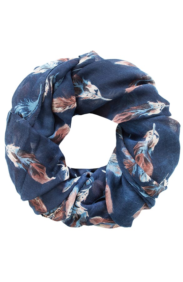 Feather Print Sjaal Navy – shoparchief, foto 1