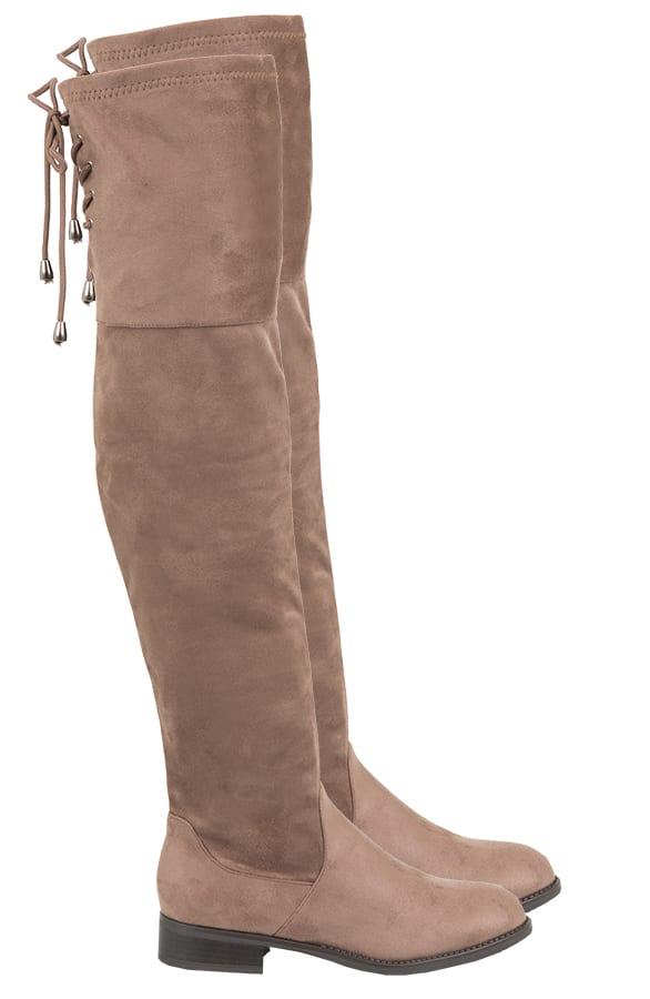 Overknee Suede Boots Taupe – shoparchief, foto 1