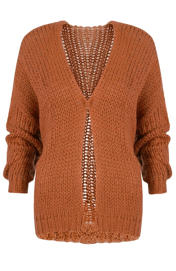 Oversized Cognac Cardigan – shoparchief, foto 1