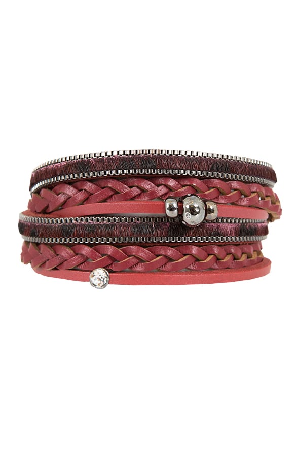 Wrap Bracelet Braided Bordeaux – shoparchief, foto 1