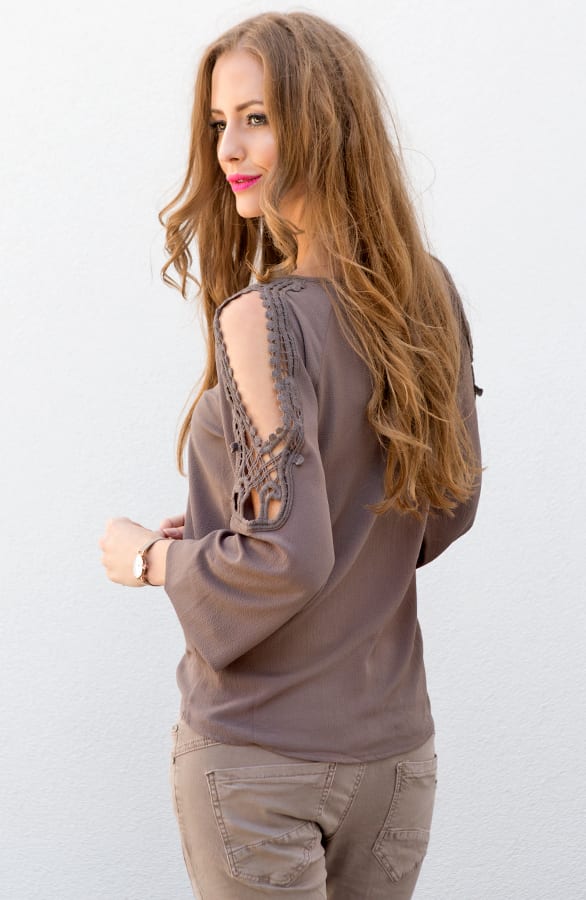 Lace Blouse Taupe Open – shoparchief, foto 2