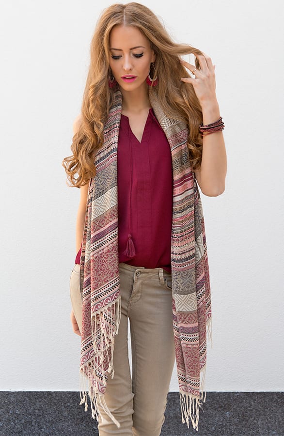 Crochet Tassel Bordeaux Top – shoparchief, foto 4