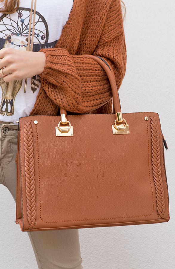 Braided Tote Bag Camel – shoparchief, foto 2