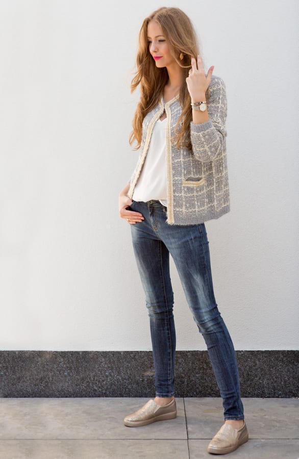 Tweed Chain Jacket Grey – shoparchief, foto 7