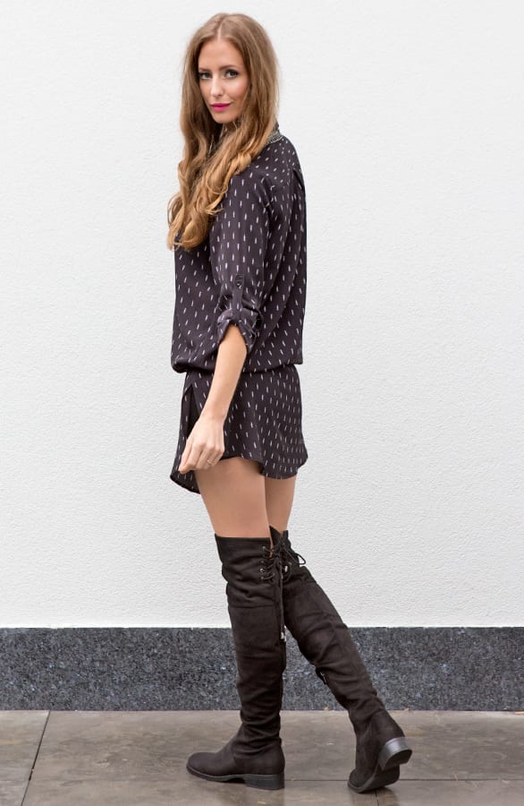 Leaves Long Blouse Black – shoparchief, foto 5