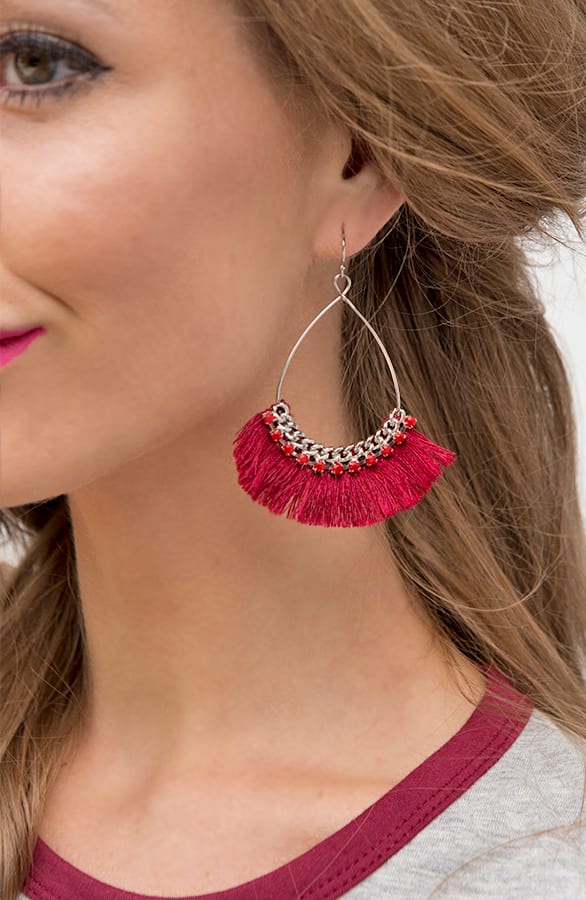 Tassel Oorbellen Bordeaux – shoparchief, foto 4