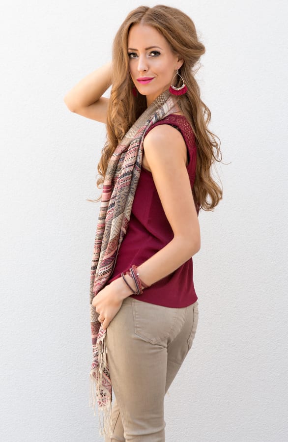 Crochet Tassel Bordeaux Top – shoparchief, foto 7