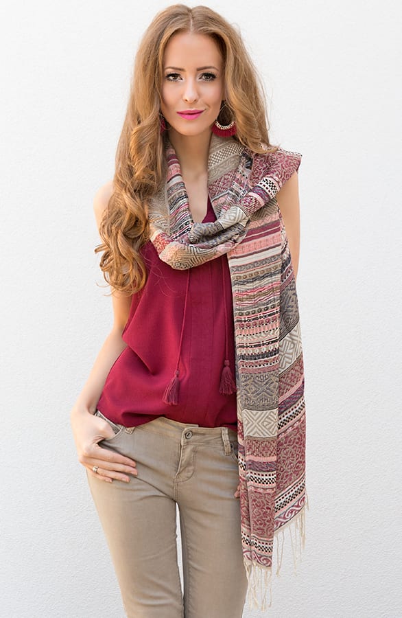Crochet Tassel Bordeaux Top – shoparchief, foto 6