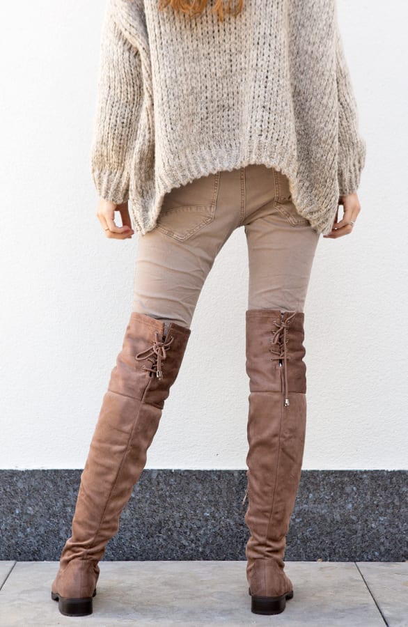 Overknee Suede Boots Taupe 2.0 – shoparchief, foto 5