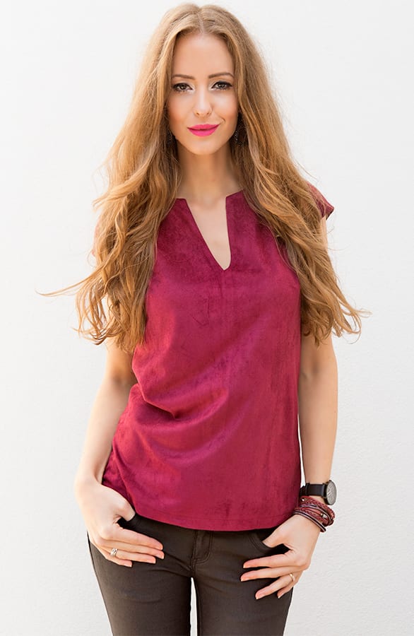 Suede Secret Top Bordeaux – shoparchief, foto 2