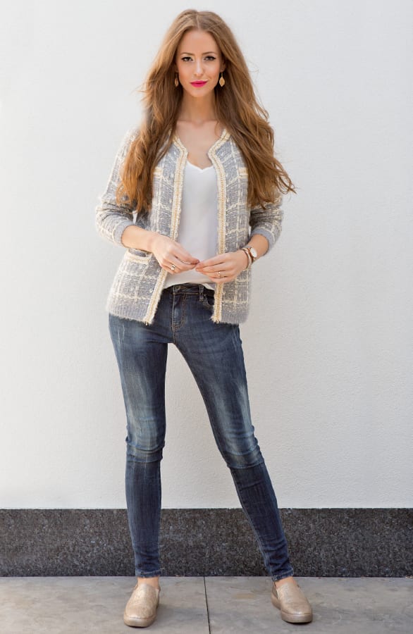 Tweed Chain Jacket Grey – shoparchief, foto 4