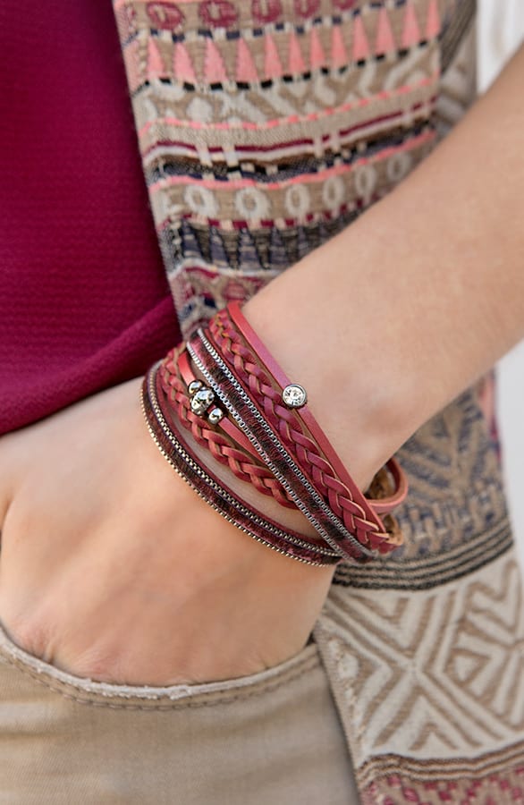 Wrap Bracelet Braided Bordeaux – shoparchief, foto 2