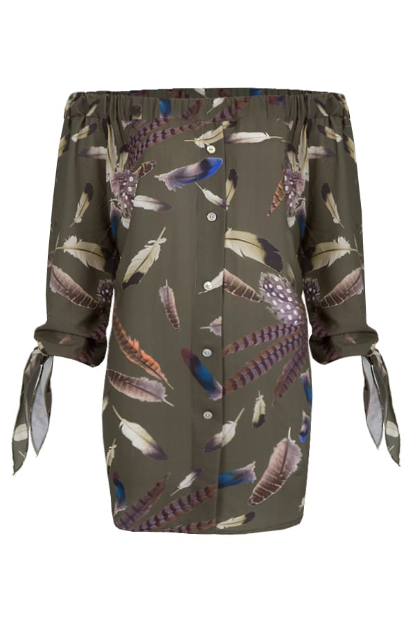 Feather Strapless Blouse Army – shoparchief, foto 1