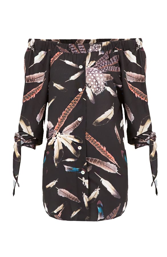 Feather Strapless Blouse Black – shoparchief, foto 1