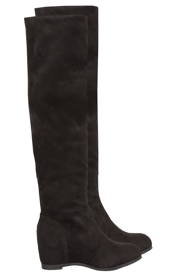 Overknee Suede Wedges Black – shoparchief, foto 1