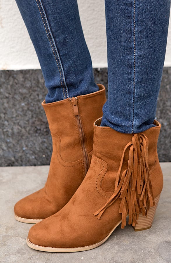 Autumn Fringe Booties Cognac – shoparchief, foto 2