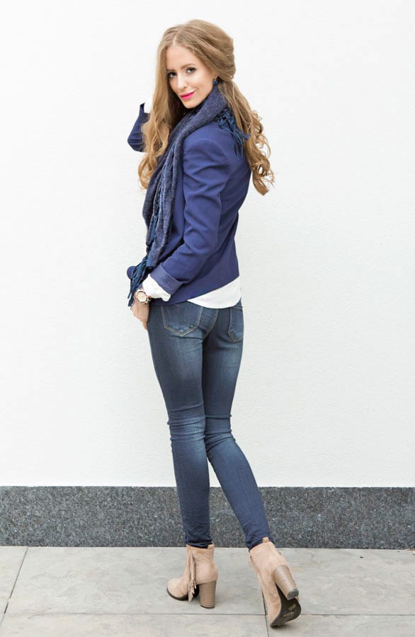 All About Fringe Sjaal Navy – shoparchief, foto 5
