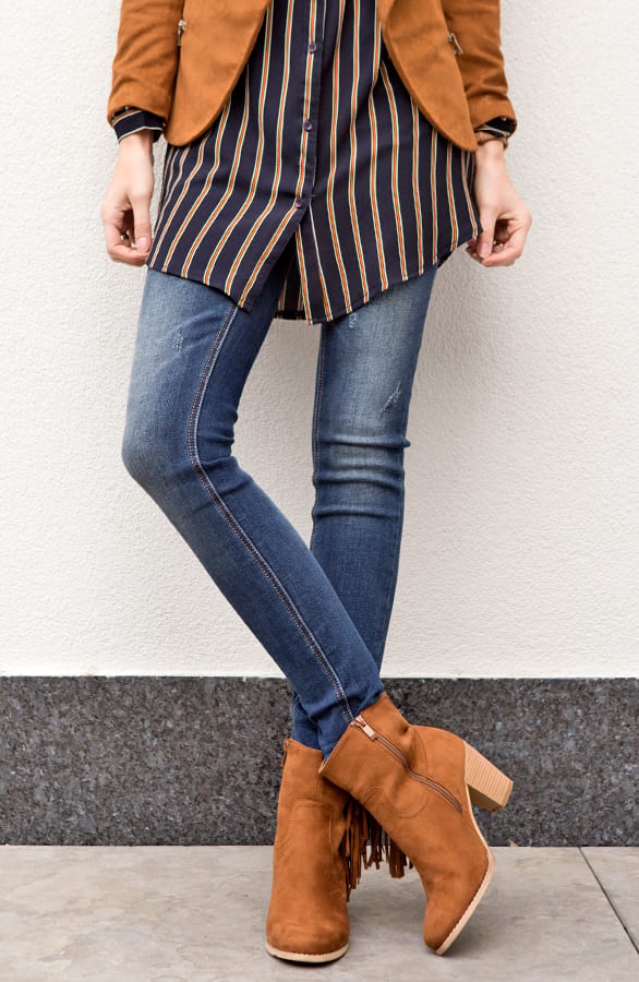 Autumn Fringe Booties Cognac – shoparchief, foto 4