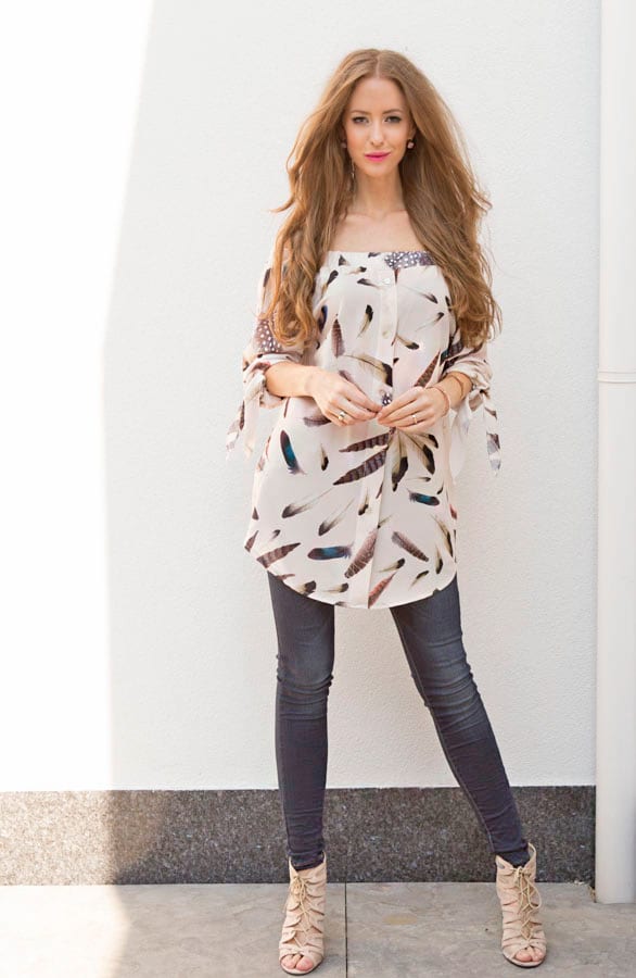 Feather Strapless Blouse Creme – shoparchief, foto 3