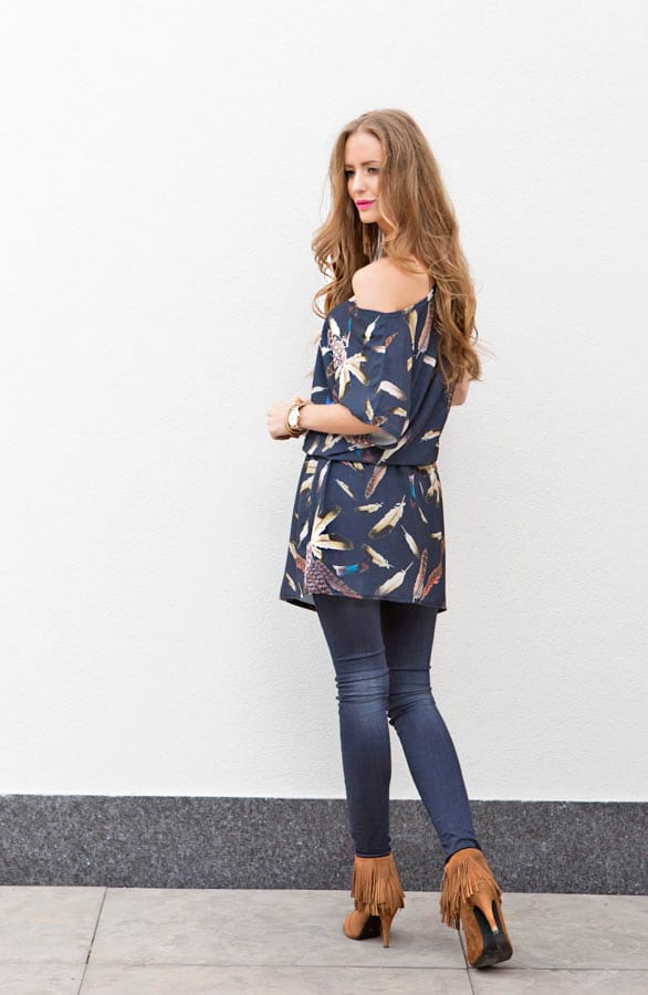 Elegant Feather Dress Blue – shoparchief, foto 6