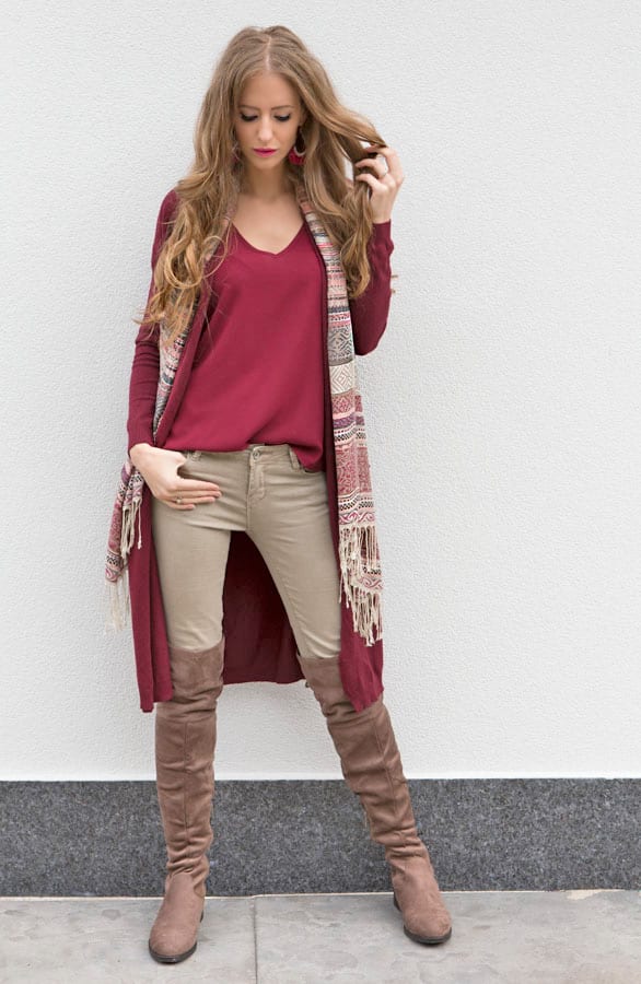 Long Jersey Cardigan Bordeaux – shoparchief, foto 5