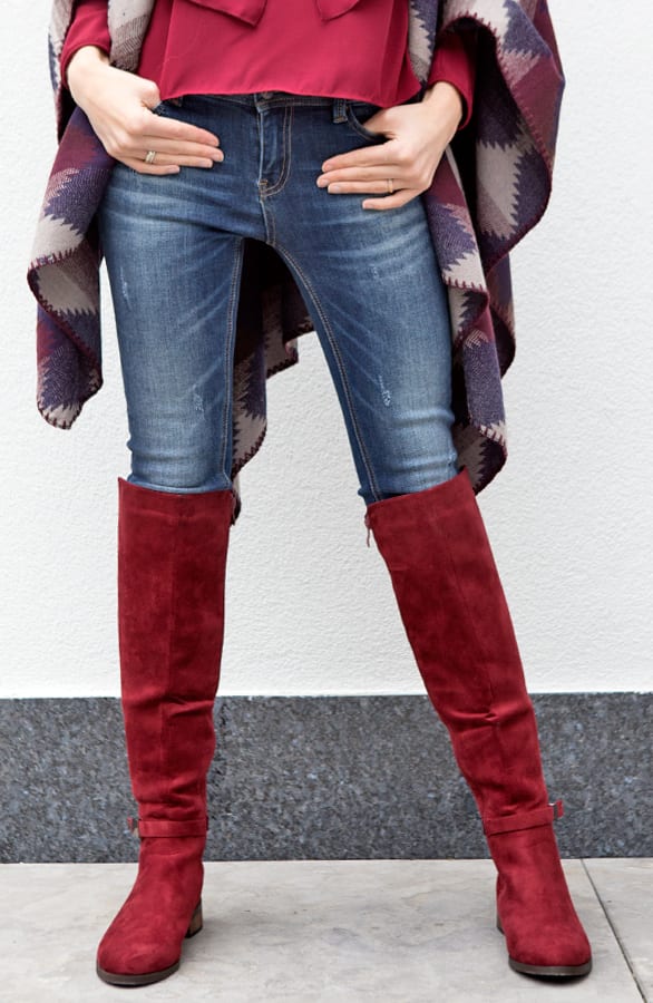 Overknee Buckle Boots Bordeaux – shoparchief, foto 2