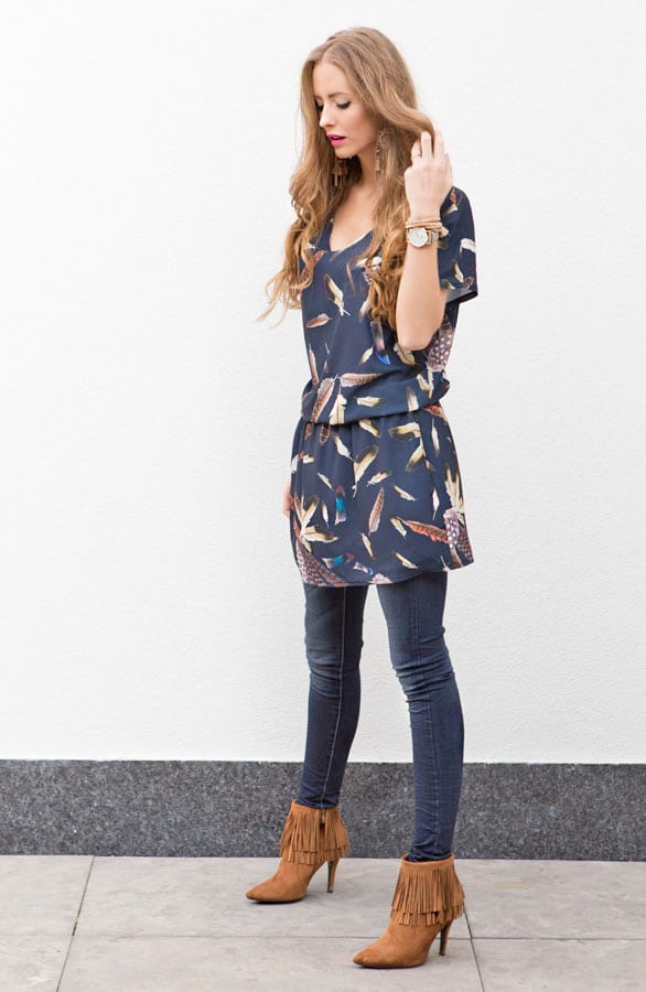 Elegant Feather Dress Blue – shoparchief, foto 4